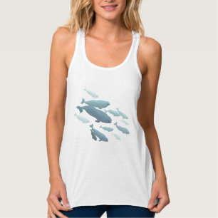 Women's Beluga Whale Tank Top Shirt Whale Art Tops
