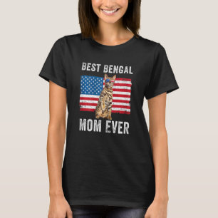 Womens Bengal Mum American Flag Bengal Cat Owner K T-Shirt