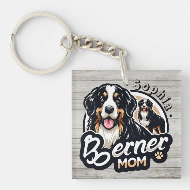Womens Berner Mum - Bernese Mountain Dog Mum Gift Key Ring (Front)