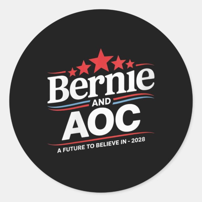 Womens Bernie Sanders And Aoc 2028 For President C Classic Round Sticker (Front)