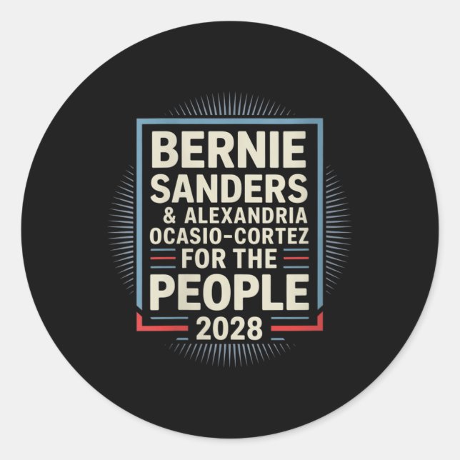 Womens Bernie Sanders And Aoc 2028 For President C Classic Round Sticker (Front)