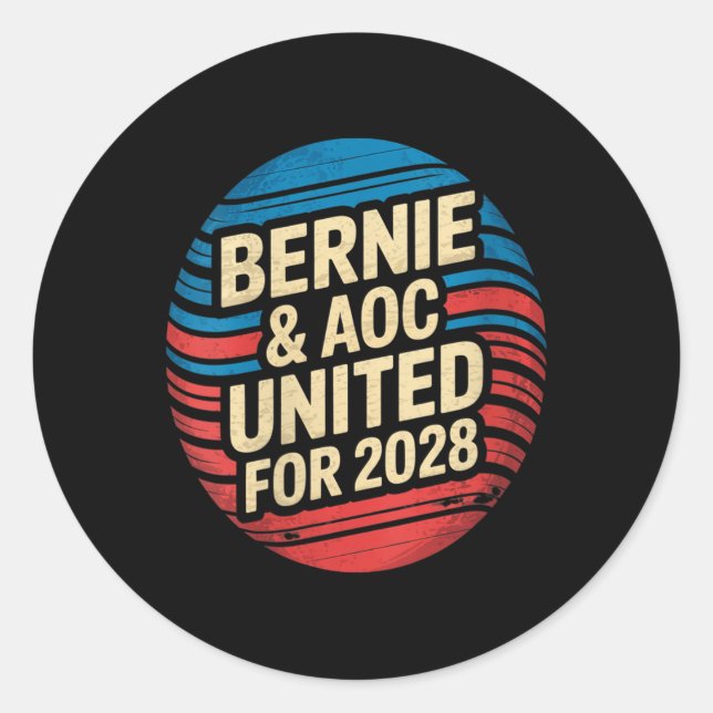 Womens Bernie Sanders And Aoc 2028 For President C Classic Round Sticker (Front)