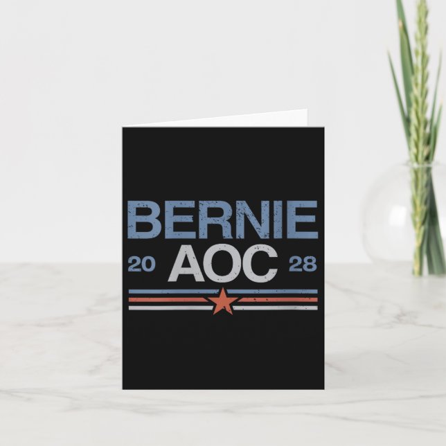 Womens Bernie Sanders And Aoc V-neck  Card (Front)