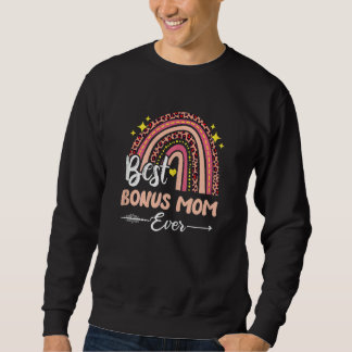 Womens Best bonus Mom Ever Rainbow Leopard Plaid M Sweatshirt