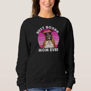 Womens Best Boxer Mom For Women Retro Boxer Dog O Sweatshirt