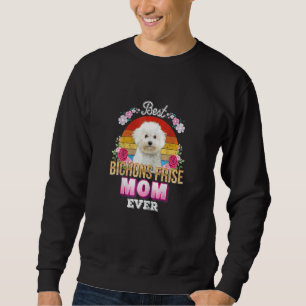 Womens Best Dog Mum Ever Bichons Frise Floral Retr Sweatshirt