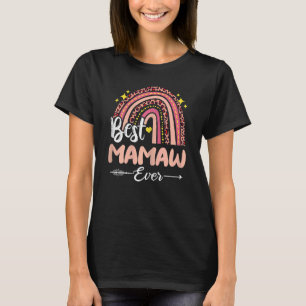 Womens Best Mamaw Ever Rainbow Leopard Plaid Mothe T-Shirt