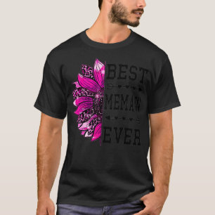 Womens Best memaw ever Mothers Day Sunflower leop T-Shirt