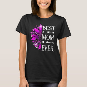 Womens Best Mum Ever Mother's Day Sunflower Leopar T-Shirt