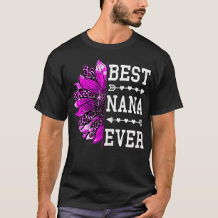 Womens Best Nana Ever  Mother's Day Sunflower Leop T-Shirt