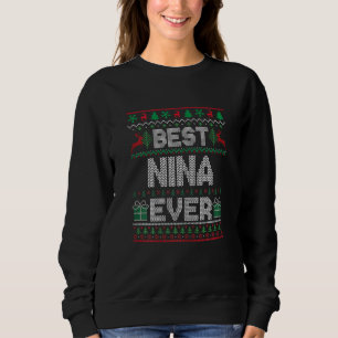 Womens Best Nina Ever Christmas Pajamas Matching U Sweatshirt