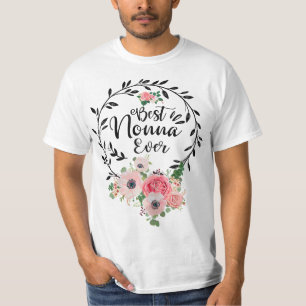 Womens Best Nonna Ever Floral Decoration Grandma T-Shirt