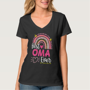 Womens Best Oma Ever Leopard Rainbow New Grandma M T-Shirt