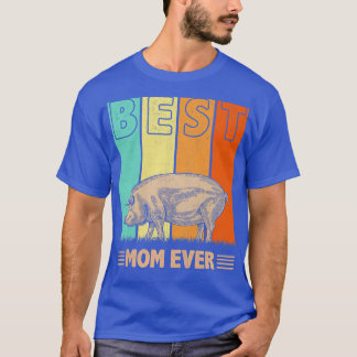 Womens Best Pig Mum Ever Retro Graphic Mama Mother T-Shirt