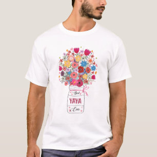 Womens Best Yaya Ever Art Flower Grandma Mother's T-Shirt