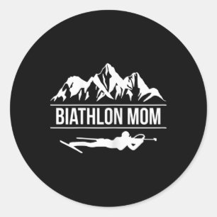 Womens Biathlon Mum Biathlete Skiing Shooting  Classic Round Sticker