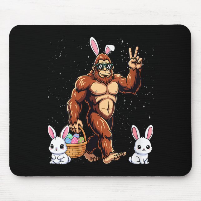 Women's bigfoot easter day rabbit funny easter mouse pad (Front)