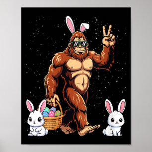 Women's bigfoot easter day rabbit funny easter poster