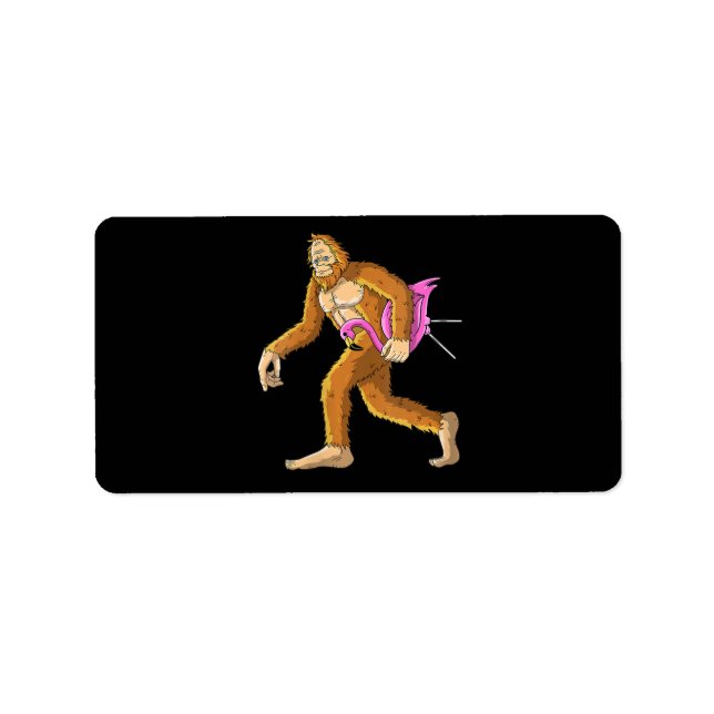 Womens Bigfoot With Flamingo Animal Costume Gift Label (Front)