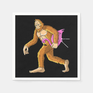 Womens Bigfoot With Flamingo Animal Costume Gift Napkin