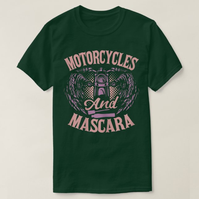 Womens Biking Motorcycles And Mascara Biker 1424 T-Shirt (Design Front)
