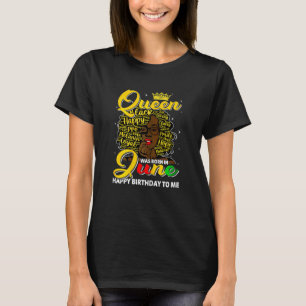 Womens Birthday Awesome Black Queen Born In June B T-Shirt