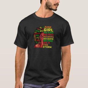 Womens Birthday Black Girls Women June Girl She Sl T-Shirt