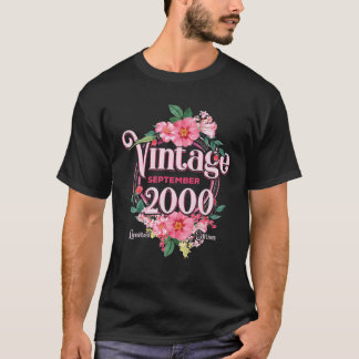 Womens Birthday Born In September 2000 Flowers Bda T-Shirt