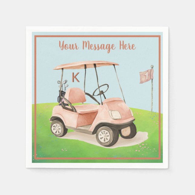 Women's Birthday Retirement Golf Theme Monogram Napkin (Front)