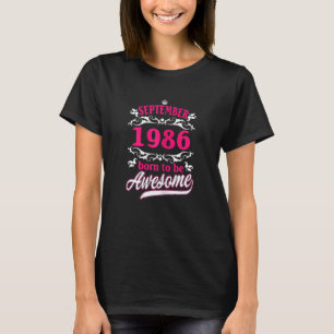 Womens Birthday Vintage Apparel September 1986 Bor T-Shirt