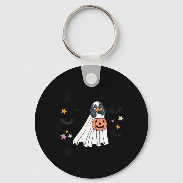 Womens Black And Tan Cocker Spaniel Boo Dog Key Ring (Front)