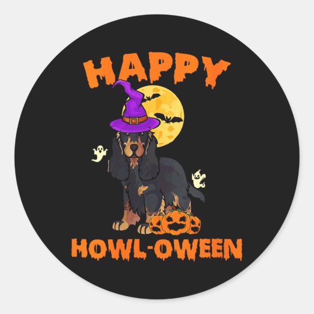 Womens Black And Tan Cocker Spaniel Dog Witch Classic Round Sticker (Front)