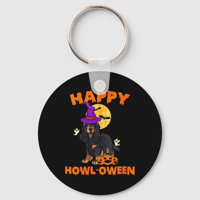 Womens Black And Tan Cocker Spaniel Dog Witch Key Ring (Front)
