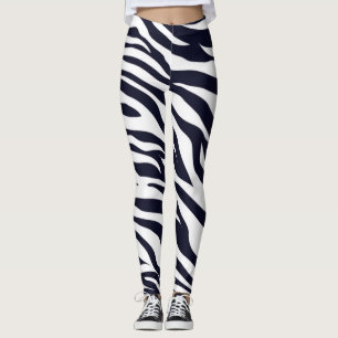 Women's Black And White Animal Print Leggings