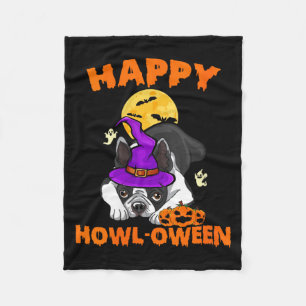 Womens Black Boston Terrier Witch Costume Dog Fleece Blanket