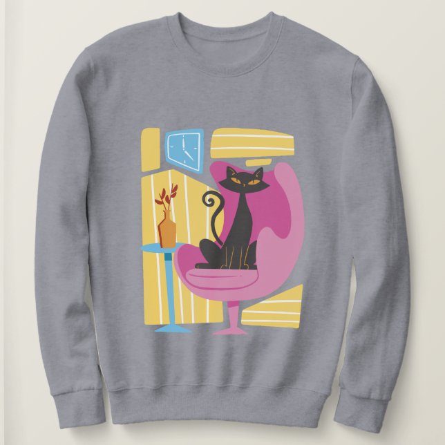 Women's Black Cat Abstract  Sweatshirt (Design Front)