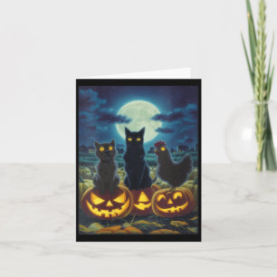 Womens Black Cat Dog Chicken Halloween Pumpkin Card