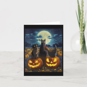Womens Black Cat Dog Chicken Halloween Pumpkin Card