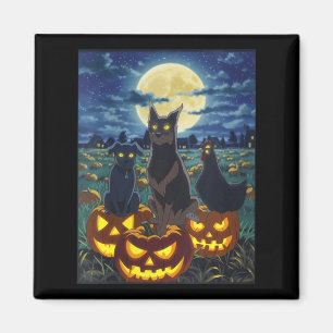 Womens Black Cat Dog Chicken Halloween Pumpkin Magnet