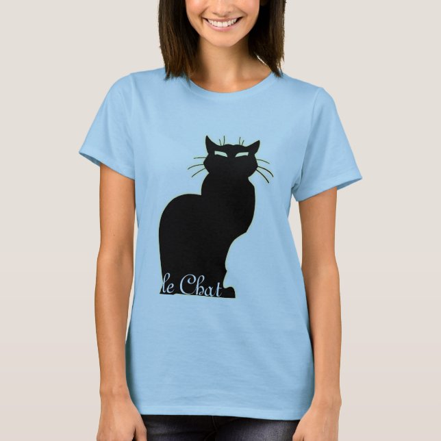 Women's Black Cat Shirt le Chat Ladies Cat Top (Front)