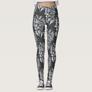 Women's Black Damask Leggings