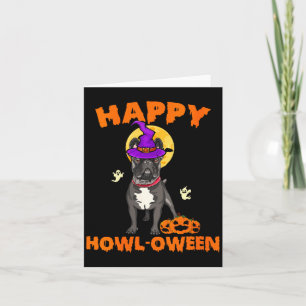 Womens Black French Bulldog Witch Costume Dog Card