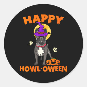 Womens Black French Bulldog Witch Costume Dog Classic Round Sticker
