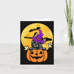 Womens Black French Bulldog Witch Dog Lover Card