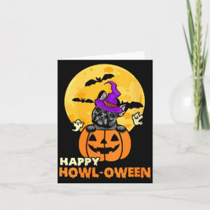 Womens Black French Bulldog Witch Dog Lover Happy Card