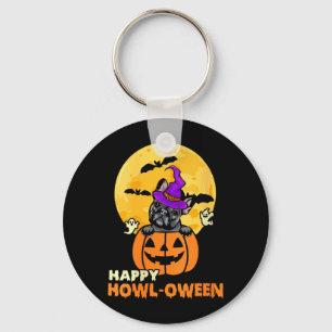 Womens Black French Bulldog Witch Dog Lover Happy Key Ring