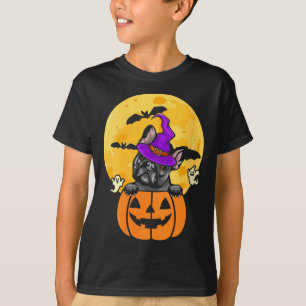 Womens Black French Bulldog Witch Dog Lover T-Shirt