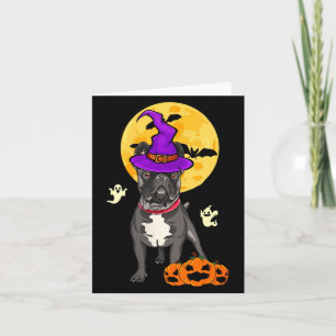 Womens Black French Bulldog Witch Halloween Card