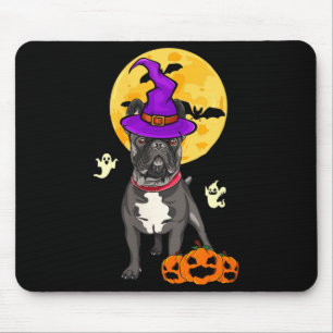 Womens Black French Bulldog Witch Halloween Mouse Pad