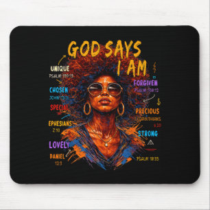 Womens Black Girl Queen God Says I Am Melanin Hist Mouse Pad